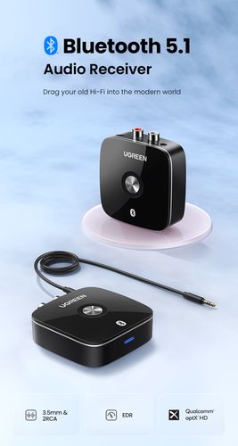 Bluetooth 5.1 aptX Audio Receiver with 3.5mm (AUX), 2xRCA Ports UGREEN/40759 6957303847594