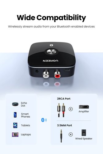 Аудиоресивер Bluetooth 5.1 aptX с портами 3,5 мм (AUX), 2xRCA UGREEN/40759 6957303847594