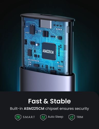 Išorinis korpusas SSD M.2 NGFF SATA 3.0 5Gbps (USB-C lizdas), pilkas UGREEN/10903