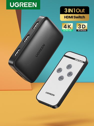 HDMI perjungėjas 4K@30Hz su valdymo pultu (3 įėjimai -> 1 išėjimai) UGREEN/80125
