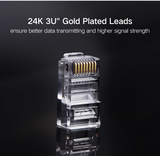 Сетевой модульный разъем RJ45 (8P8C) CAT5/5e UTP для одножильного или многожильного кабеля (100 шт.) UGREEN/50246 6957303852468