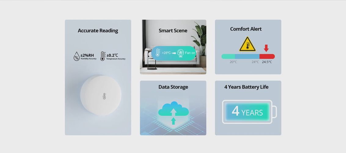 Išmanusis belaidis ZigBee patalpos temperatūros ir drėgmės jutiklis SNZB-02P, -10°C - +60°C, CR2477, SONOFF SONOFF-SNZB-02P 6920075740622
