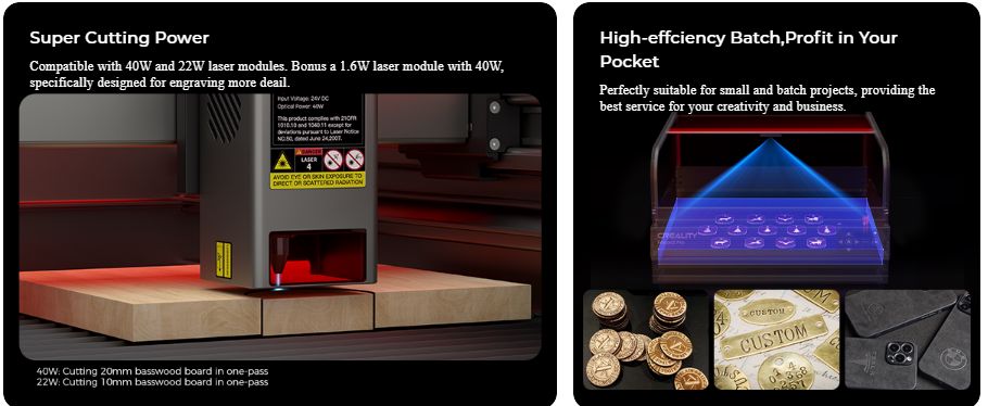 Lazerinio graviravimo/pjovimo įrenginys 40W LED, 400x415mm Falcon2 Pro CREALITY CRE-1005010128