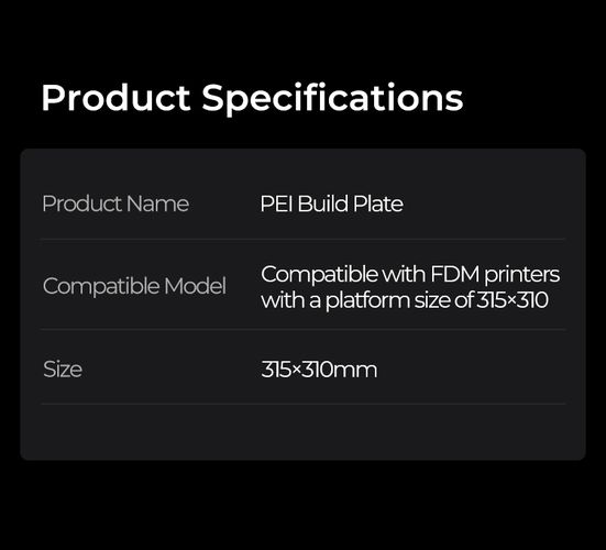 PEI printing platform without magnet for K1MAX 315*310mm CREALITY CRE-4004090114 6971636400738