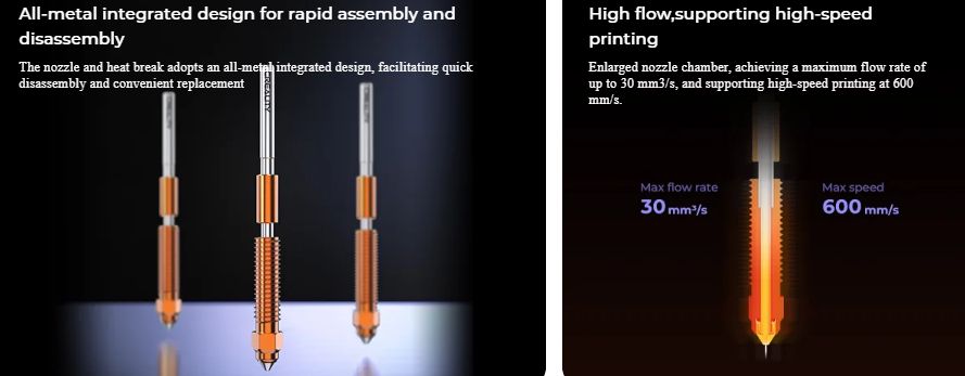 Nozzle kit "Unicorn" 2x0.4mm 1x0.6mm 1x0.8mm with heatbrake for K1C, ENDER-3V3, K1MAX (with upgraded hotend) CREALITY CRE-4008030065 6971636403357