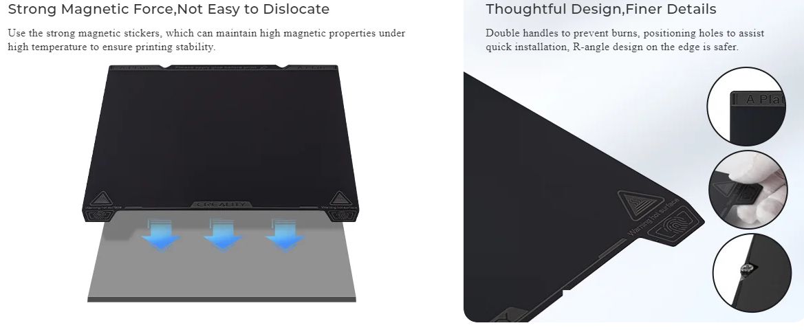 PEI smooth printing platform without magnet for K1 / 3V3 235*235mm CREALITY CRE-4004090115 6971636400417