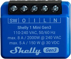 Shelly Mini 1 Gen3 tiny Wi-Fi and Bluetooth relay switch 3800235261576