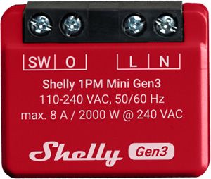 Shelly Mini 1PM Gen3 Wi-Fi and Bluetooth relay switch power measurement 3800235261590