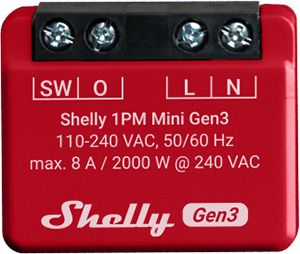 Shelly Mini 1PM Gen3 Wi-Fi ja Bluetooth nutirelee 3800235261590 3800235261590