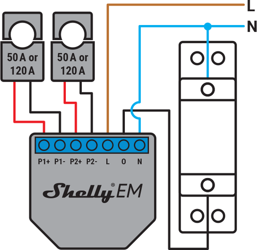 Išmanioji 2 kanalų Wi-Fi elektros sąnaudų stebėjimo relė Shelly EM 3800235262207 3800235262207