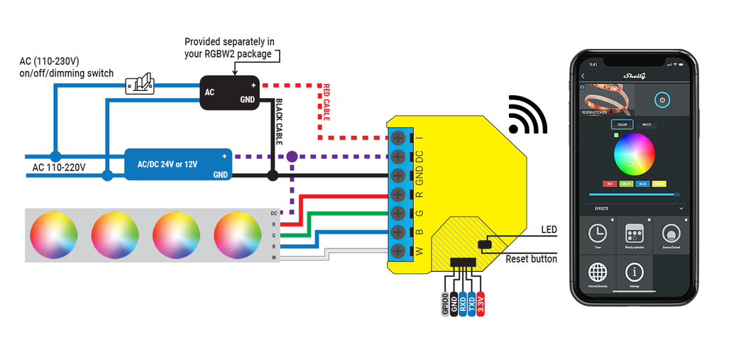 Wi-Fi operated relay switch, 1 channel 16A with power metering Shelly 1PM 3800235264164 3800235264164