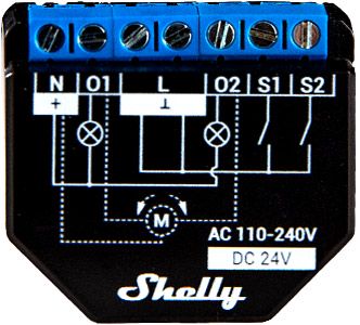 2 kanalų išmanioji relė su įmontuotu galios matuokliu Shelly Plus 2PM 3800235265031 3800235265031
