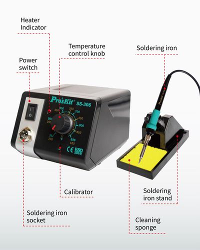 Litavimo stotelė 75W 230V, atistatinė, Pro'sKit SS-306B 4711552159936
