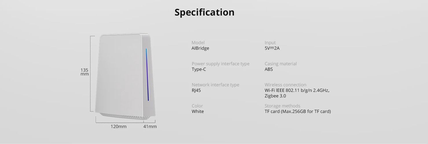 Smart home hub iHost AIBridge, Wi-Fi IEEE 802.11 B/G/N 2.4GHz, Zigbee 3.0, USB-C, RJ45, white, SONOFF SONOFF-ALBRIDGE 6920075778168