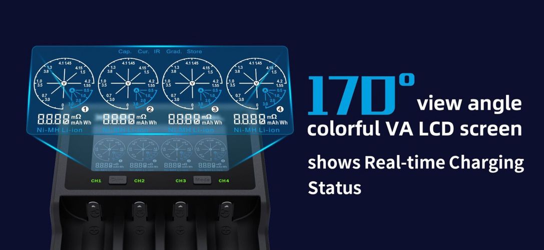 Charger 1-4 Li-ion 10440-32650, AAAA/AAA/AA/A/SC/C/D NIMH-NICD batteries XTAR-VC4SL 6952918344339