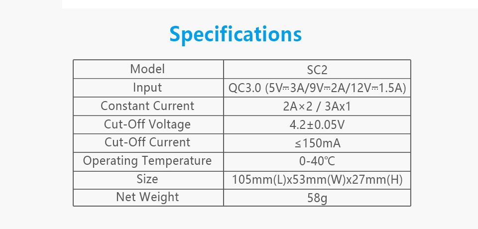 Быстрое зарядное устройство 1-2 Li-ion аккумулятора 3.7V 18650-26650 с ЖК-дисплеем от USB XTAR-SC2 6952918341390
