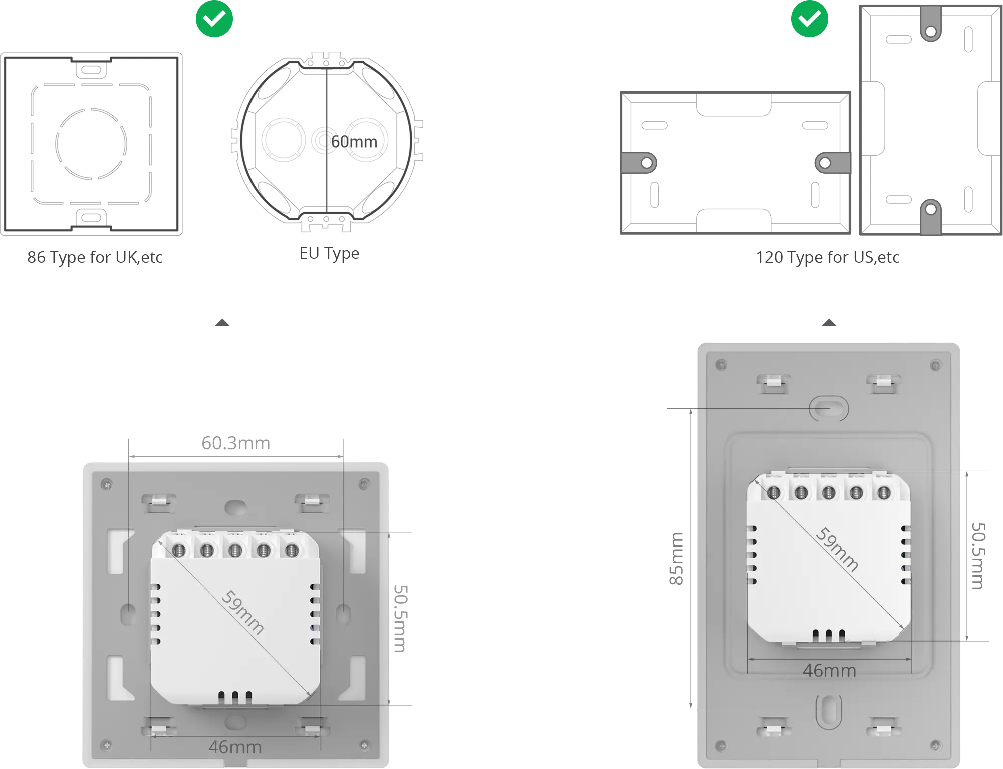 Nutikas Wi-Fi puutetundlik seinalüliti T5-1C-86, 100-240V AC, 1x5A, 150W, SONOFF SONOFF-T5-1C-86