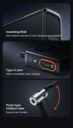 Mini Car Inflator  6000 mAh / 22.2Wh Dual Cylinder Mega Energy BASEUS CRNL060001 6932172619381