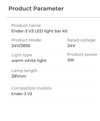 LED šviestuvas ENDER-3V3 serijos 3D spausdintuvams (netinka 3V3PLUS) CREALITY CRE-4004010255