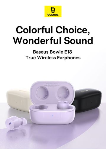 Belaidės Bluetooth 5.3 ausinės Bowie E18 su įkrovimo dėklu, juodos A00023800123-00 6932172657253