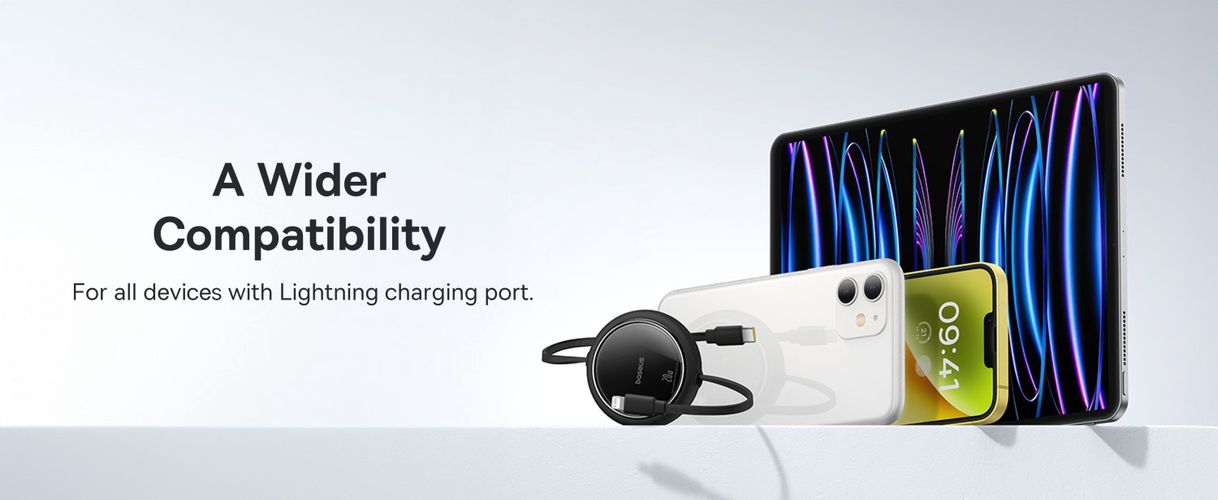 Cable USB C - IP Lightning 20W 1m retractable Black Free2Pull BASEUS P10364501111-00