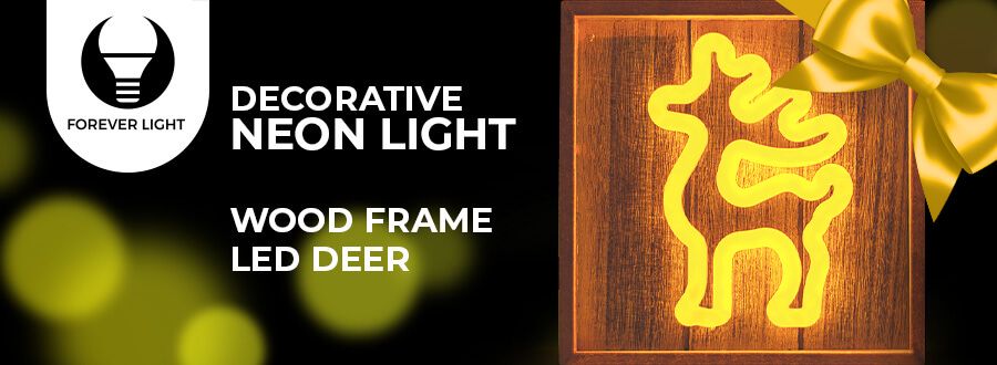 Neon Wood Frame LED DEER warm white, 5V USB / 3xAA, FLNW01 Forever Light RTV100425 5900495268518