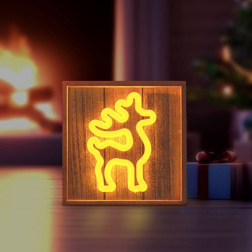 Neon Wood Frame LED DEER warm white, 5V USB / 3xAA, FLNW01 Forever Light RTV100425 5900495268518