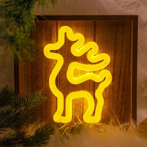 Neon Wood Frame LED DEER warm white, 5V USB / 3xAA, FLNW01 Forever Light RTV100425 5900495268518