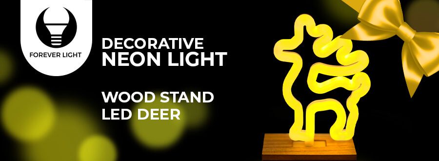 Neon Wood Stand LED DEER warm white, 5V USB / 3xAA, FLNW02 Forever Light RTV100426 5900495268600