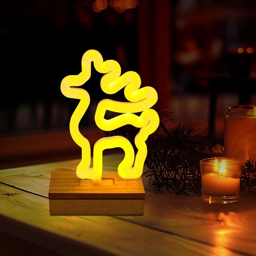 Neon Wood Stand LED DEER warm white, 5V USB / 3xAA, FLNW02 Forever Light RTV100426 5900495268600