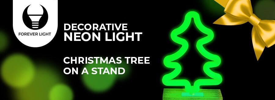 Neon Wood Stand LED TREE green, 5V USB / 3xAA, FLNW03 Forever Light RTV100427 5900495268617