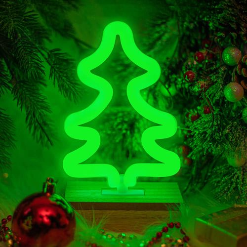 Neon Wood Stand LED TREE green, 5V USB / 3xAA, FLNW03 Forever Light RTV100427 5900495268617