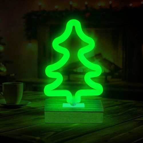 Neon Wood Stand LED TREE green, 5V USB / 3xAA, FLNW03 Forever Light RTV100427 5900495268617