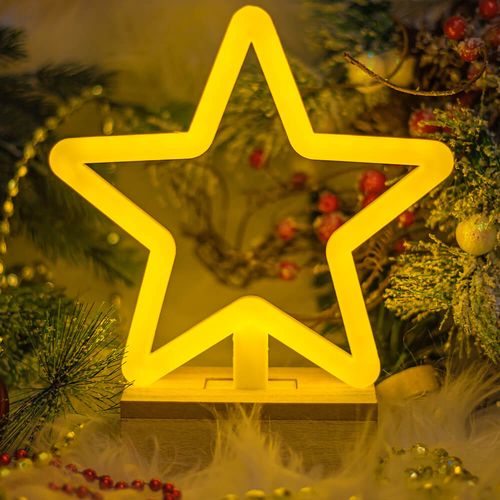 Neon Wood Stand LED STAR warm white, 5V USB / 3xAA, FLNW04 Forever Light RTV100428 5900495268624