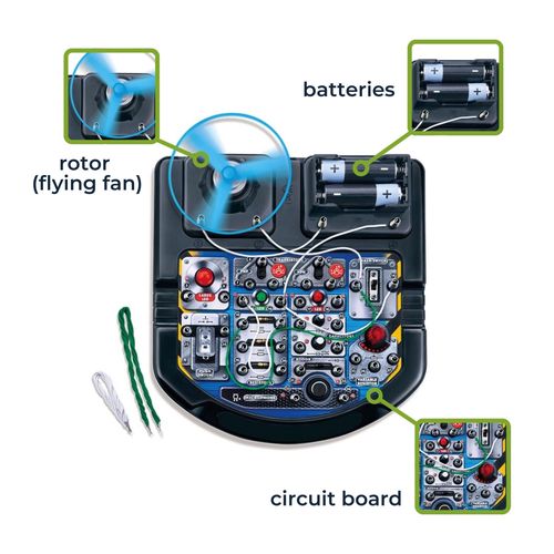 Edukacinis elektronikos rinkinys su 19 eksperimentų (EN kalba) LED, fan & sound Velleman KNS110