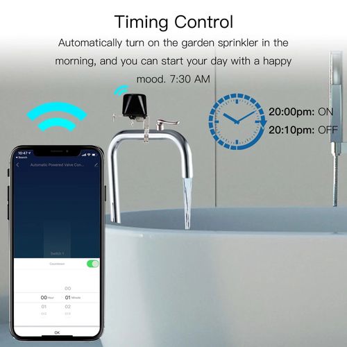 Išmanusis Wi-Fi vandens ir dujų sklendės valdiklis, juodas, Tuya / Smart Life WV-LZ-EU-BK-MS 6974246479514