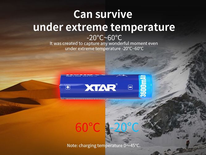 Akumuliatorius 18650 3.6V 3600mAh Li-Ion su integruotu krovimo valdikliu PCM XTAR 18650/3600/PCB 6952918300786