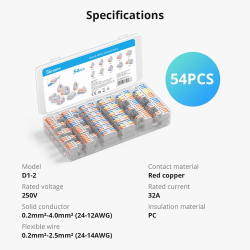 Kiirjuhtmeühendused Sonoff 250V, 32A, 0,2-2,5mm² D1-2 6920075740967