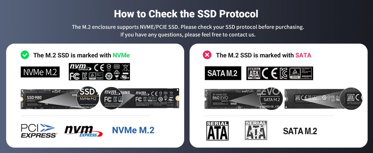 Корпус для жесткого диска SSD M.2 NVMe 10 Гбит/с (вход USB-C 3.1 Gen2), серый UGREEN/10902 6957303819027