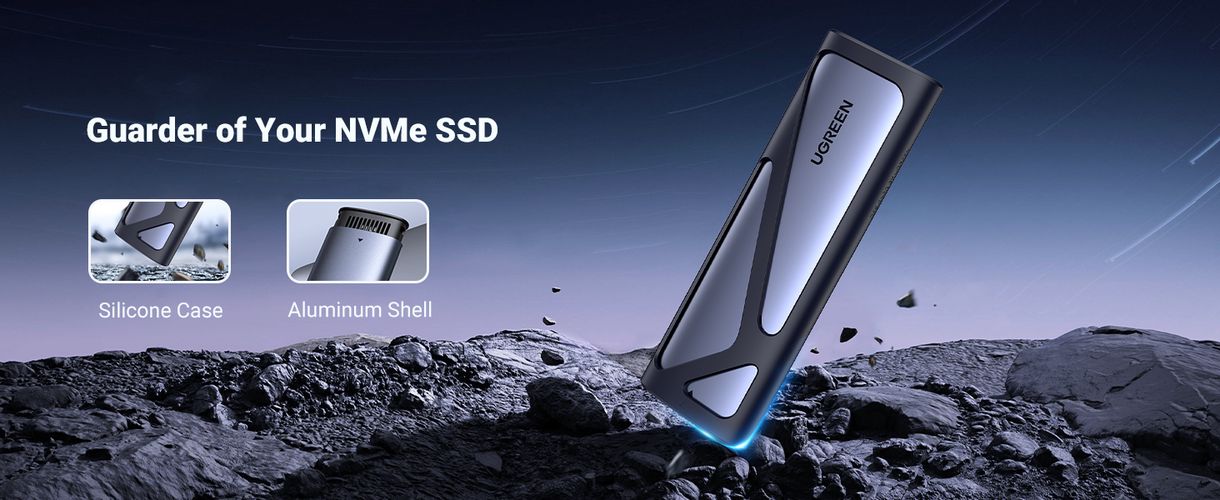 SSD Hard Drive Enclosure M.2 NVMe SATA 3.0 10Gbps (USB-C 3.1 Gen2 Input), Gray UGREEN/10902 6957303819027