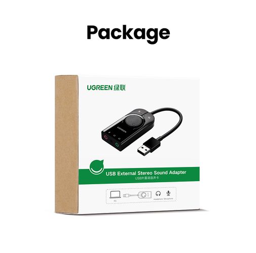 External Sound Card Adapter USB 2.0 with Volume Control & Mute Function, Black UGREEN/40964 6957303849642