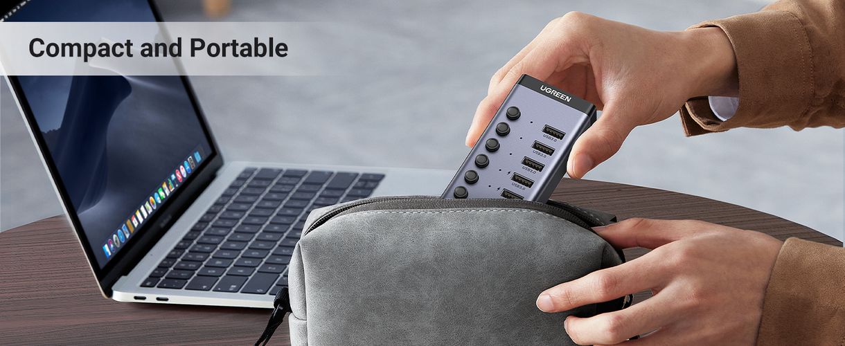Šakotuvas USB 7 prievadų (USB-A 3.0, 4x krovimui) su maitinimo adapteriu DC 12V/2A, pilkas UGREEN/90307 6957303893072