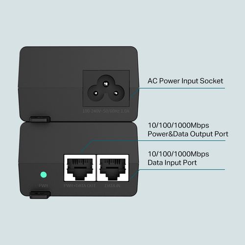 PoE Injector RJ45 Gigabit 30W 802.3af/at TL-POE160S 6935364073084