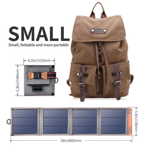 Salokāms saules lādētājs 14W saules fotoelements, USB 2.4A, 66x15cm, Choetech SC004 6971824970456