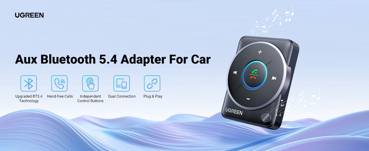Wireless Car Bluetooth 5.4 Receiver with AUX (3.5mm) Connector UGREEN/35002 6941876230020