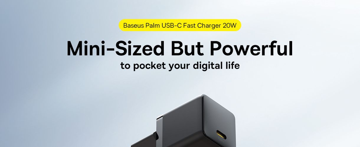 Wall Fast Charger Palm 20W USB-C QC3.0 PD3.0 with USB-C Cable 1m, Black P10111602113-01