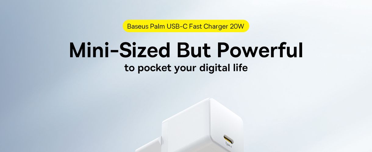 Wall Fast Charger Palm 20W USB-C QC3.0 PD3.0 with USB-C Cable 1m, White P10111602213-01 6932172677428