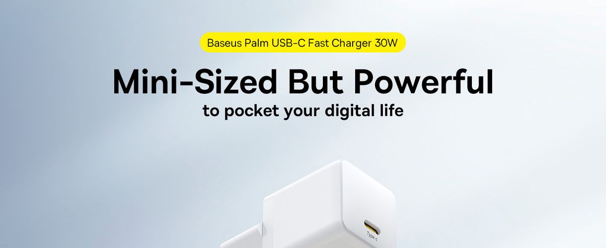 Wall Fast Charger Palm 30W USB-C QC3.0 PD3.0 with USB-C Cable 1m, White P10111605213-01 6932172677404