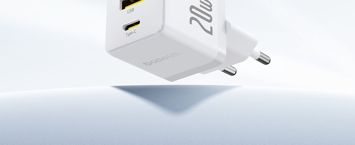 Wall Fast Charger Palm 20W USB + USB-C QC3.0 PD3.0 with USB-C Cable 1m, White P10111608213-01 6932172677374