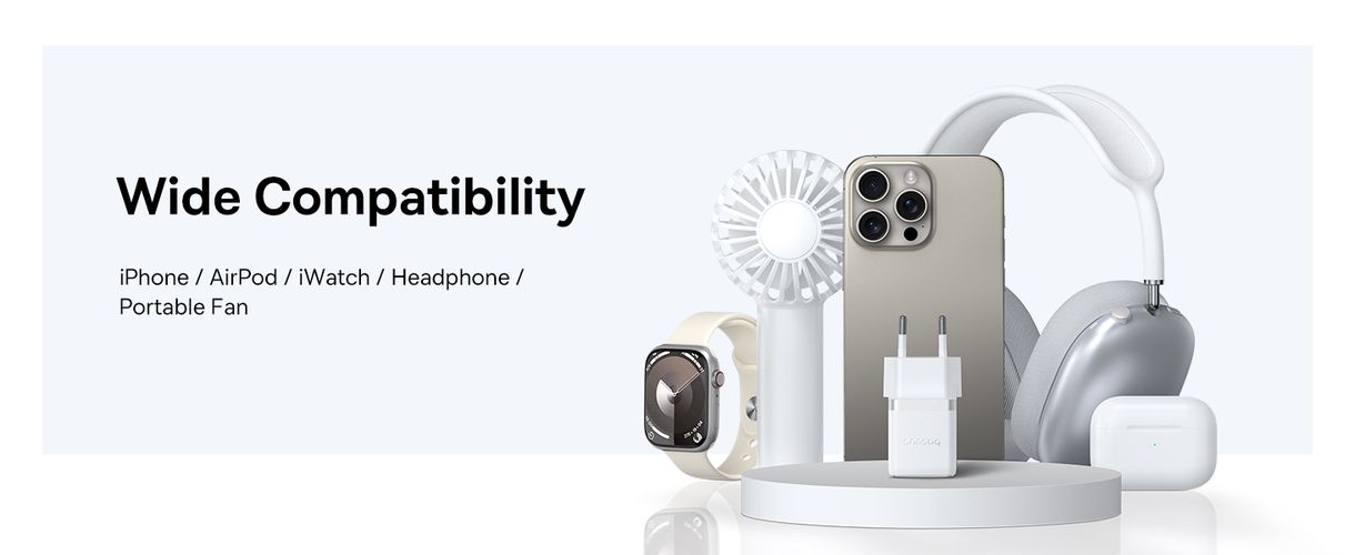 Wall Fast Charger Palm 20W USB + USB-C QC3.0 PD3.0 with USB-C Cable 1m, White P10111608213-01 6932172677374